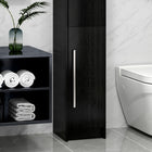 HOMCOM - Armoire de rangement haute pour salle de bain avec trois étagères réglables - noir-Fabriquée en panneau de particules solide avec revêtement en mélamine 