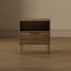 Manhattan Comfort - Table de nuit Avira 20" style milieu du siècle moderne à 1 tiroir - Marron-Assemblage à domicile requis Tout le matériel inclus
