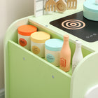 Qaba - Cuisine pour enfants avec 15 accessoires - vert-Les armoires de rangement intégrées aident les enfants à adopter de bonnes habitudes de rangement et d'organisation 