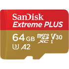 Sandisk - Carte microSDXC UHS-1 Extreme Plus avec adaptateur - 64 Go-Compatible avec la plupart des appareils prenant en charge les cartes microSDXC Pour une utilisation étendue