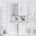 Kleankin - armoire de salle de bain avec miroir à montage mural - blanc-Miroir extérieur pour mieux se préparer le matin pour le maquillage ou le rasage 