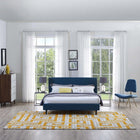 Modway - Nahia Labyrinthe géométrique Tapis de comédie 8 pi l x 10 pi L - Ivoire gris clair et jaune banane-Tissage serré à poil bas