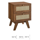 Modway - Soma 2 tiroirs Table de chevet, Noyer-Tissage naturel en rotin