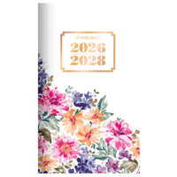 AT-A-GLANCE - Agenda scolaire mensuel de poche 2 ans BADGE floral 2026-2028 - 6 3/16 po H x 3 5/8 po l - multicolore - bilingue-24 mois : juillet 2026 à juin 2028
