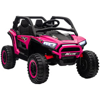 Qaba - Camion électrique pour 2 places 24V 7AH avec suspension à ressorts - rose-Sièges spacieux pouvant accueillir confortablement deux enfants 