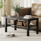 HOMCOM - Table basse à 2 niveaux avec étagère de rangement pour salon - noir-Étagère ouverte en bas pour ranger ou exposer des livres et des magazines