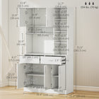 HOMCOM - Buffet de cuisine moderne 71 po avec vaisselier et rangement - blanc-Surface spécialement traitée, robuste et facile à nettoyer 
