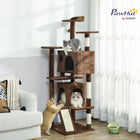PawHut - Arbre à chat 63 po H, avec deux niches pour chat - brun clair-Comprend des poteaux à griffer et une rampe pour satisfaire les instincts naturels de griffade 