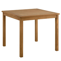 Modway - Vienna 34 po Carré Terrasse extérieure Bois de teck Table à manger, Naturel-Table à manger extérieure carrée