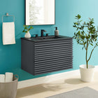 Modway - Render Fixation murale de 30" Vanette de salle de bain - Gris Noir-Coiffeuse à grains de noyer