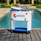 Permasteel - Glacière ovale Pepsi de patio 80 pintes - Blanche-Couvercle articule a double volet entierement amovible 