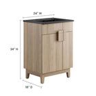 Modway - Miles 24" Vanette de salle de bain - Chêne noir-Portes articulées