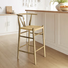 Modway - Amish Tabouret de bar - Teck gris usé-Dossier découpé en forme de V