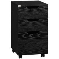 HOMCOM - Caisson mobile à 3 tiroirs pour dossiers lettre/A4 sur roulettes - grain de bois noir-Grande capacité de rangement avec deux petits tiroirs et un grand tiroir 
