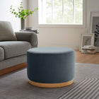 Modway - Tilden Grand velours rond de performance de 23" Rembourré Ottoman - Cadet Blue Natural-Rembourrage en mousse dense