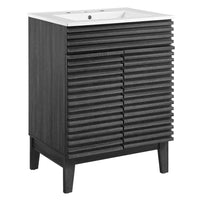 Modway - Render 24" Vanette de salle de bain - Blanc charbon-Trous étendus de 8"