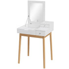 HOMCOM - Coiffeuse avec miroir rabattable - 23,6 po L x 19,7 po l x 33,7 po H - blanc-Comprend un miroir rabattable, offrant une grande commodité lors du maquillage et de la coiffure 