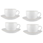 Maxwell & Williams - Blanc et Doré Tasse à Thé et Soucoupe - 260 ml - Paquet de 4-Lavage des mains recommandé