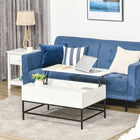 HOMCOM - Table basse relevable avec compartiment de rangement caché - blanc-Plateau de bureau ajustable pour répondre à différents besoins, comme travailler ou dîner