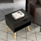 HOMCOM - Table de chevet avec tiroir et étagère - noir - lot de 2-Quatre pieds en bois massif offrent une base stable 
