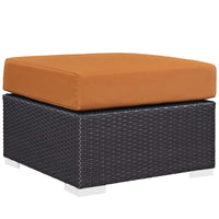 Modway - Convene Terrasse extérieure Tissu Carré ottoman in Espresso Orange-Tissage en rotin synthétique