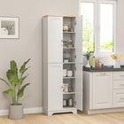 HOMCOM - Armoire de garde-manger haute 72 po avec 4 portes - blanc-Quatre étagères réglables à trois niveaux offrent des solutions de rangement flexibles 