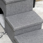 PawHut - Escalier pour chien avec boîtes de rangement et condo pour lits et canapés hauts - gris-Matériau : Lin (100 % polyester), peluche, coton PP, MDF 
