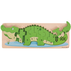 Bigjigs Toys - Puzzle numérique sur les crocodiles-Comprend des pièces en bois épaisses de taille parfaite pour que les petites mains puissent les soulever, les saisir et les placer.