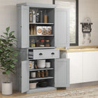 HOMCOM - Armoire de cuisine autoportante 72 po avec tiroir - gris-Trois étagères réglables avec un espace de 1,25 po pour un rangement flexible 