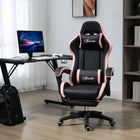 Vinsetto - Chaise de gaming avec repose-pieds et roulettes pivotantes - noir-Hauteur réglable de 17,9 po à 21,1 po (45,5-53,5 cm)