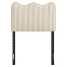 Modway - Athena Rayé Tissu tapis Tête de lit jumelée, Rayures d’avoine-Quatre positions de montage ajustables