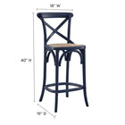 Modway - Gear Tabouret de comptoir - Bleu Minuit-Construction en bois d’orme