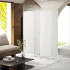 HOMCOM - Paravent autoportant 4 panneaux tressé à la main pour bureau à domicile - blanc-Bois de peuplier massif avec motifs de ferme en forme de X pour plus de solidité et une ambiance rustique 
