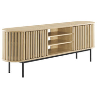 Modway - Fortitude 71 po Meuble TV, Chêne-Étagères ajustables