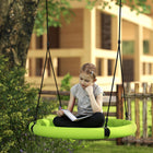 Qaba - Siège de balançoire soucoupe pour enfants, diamètre 3 pi avec cordes suspendues à hauteur réglable - vert-Tubes métalliques rembourrés de mousse pour plus de stabilité 
