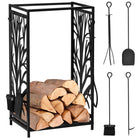 HOMCOM - Porte-bûches extérieur- support à bois- noir-Garde le bois propre, sec, hors du sol et sans désordre 