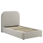 Modway - Keynote Tissu rembourré Lit jumelle courbé à plateforme, Tissage à bruyère gris clair-Lit plateforme taille simple