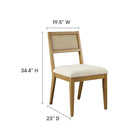 Modway - Nimba Faux rotin Tissu Chaises de salle à manger Ensemble de 2 - Ivoire à tissage de bruyère-Dossiers en faux rotin