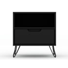 Manhattan Comfort - Table de chevet Rockefeller 20,08" style mi-siècle moderne à 1 tiroir - Noir-Table de chevet mi-siècle moderne pour chambre et salon