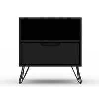 Manhattan Comfort - Table de chevet Rockefeller 20,08" style mi-siècle moderne à 1 tiroir - Noir-Table de chevet mi-siècle moderne pour chambre et salon