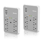 ShoppingAll - Huntkey multiprise murale avec parasurtenseur, 6 prises et 3 ports USB - Paquet de 2-Alimente plusieurs appareils en même temps grâce à 6 prises américaines et 3 ports USB-A avec sortie partagée de 5 V / 3,4 A