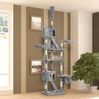 PawHut - Arbre à chat géant 94 po-102 po, tour haute jusqu’au plafond, gris clair-Revêtements en peluche courte durables pour une longue durée de vie 