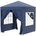 Outsunny - Tente auvent pliante 6.6 pi l x 6.6 pi L pour extérieur - jardin - patio - Bleu-Tente de fête 6,6 x 6,6 pi avec 4 parois amovibles, idéale pour une utilisation lors d'événements extérieurs, comme les BBQ, marchés aux puces et plus encore