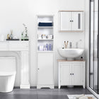 Kleankin - Armoire de rangement de salle de bain haute et étroite - blanc-Design compact et étroit pour les petits espaces 
