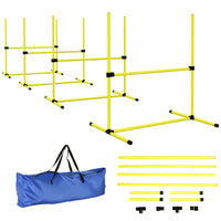 PawHut - Ensemble de 4 équipements d’agilité pour dressage de chien avec sac de transport, jaune-Ensemble de 4 barres de saut permettant à vous et votre chien de pratiquer des exercices simples et avancés 