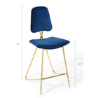 Modway - Ponder Performance Velvet Tabouret de bar - Marine-Cadre en acier inoxydable doré