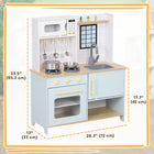 Qaba - Cuisine de jeu pour enfants avec cuisinière, micro-ondes, four, boutons rotatifs - bleu-Ensemble en acier inoxydable de cinq pièces pour enrichir la simulation de cuisine 