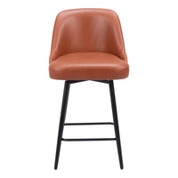 Zuo - Keppel Swivel Tabouret de comptoir - Brun-Tissu en faux cuir doux et durable