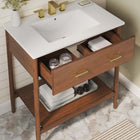 Modway - Zaire 30" Vanette de salle de bain - Blanc noyer-Jambes effilées