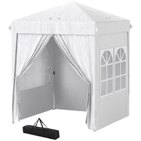 Outsunny - Tente auvent pliante 6.7 pi l x 6.7 pi L - Parois latérales - Sac de transport - Blanc-Le design pop-up permet une installation et un démontage rapides